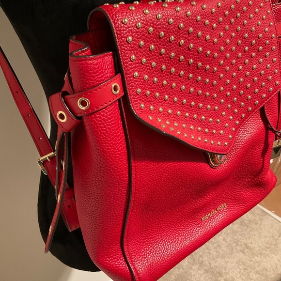 Pre_owned Michael Kors Red Leather w/Gold Hardware Backpack - Picture 3 of 10